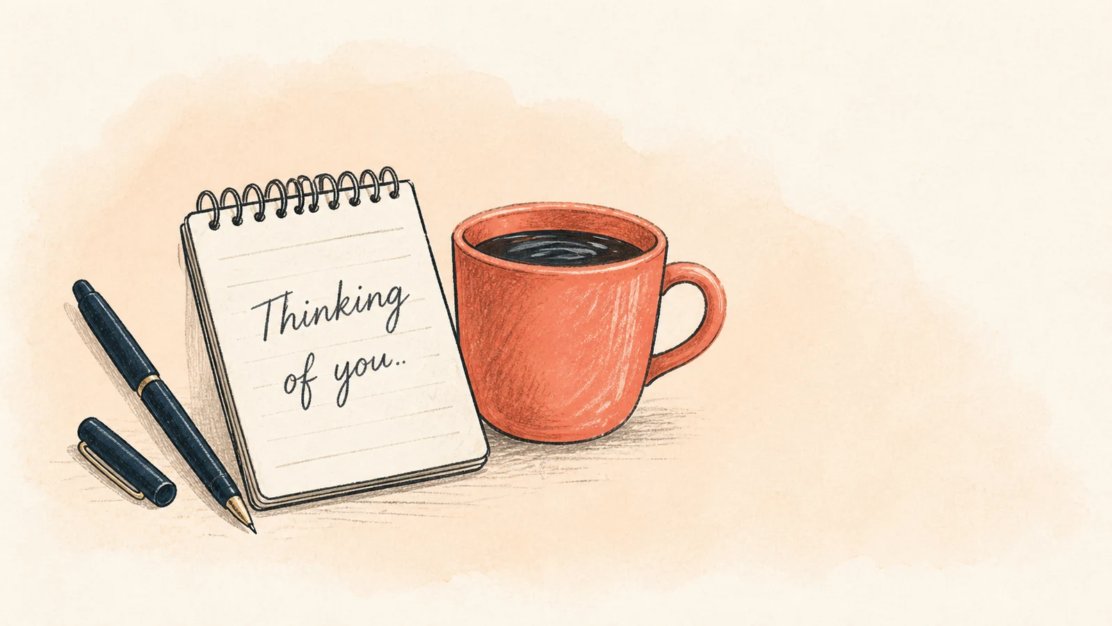 Notebook, tea and flowers